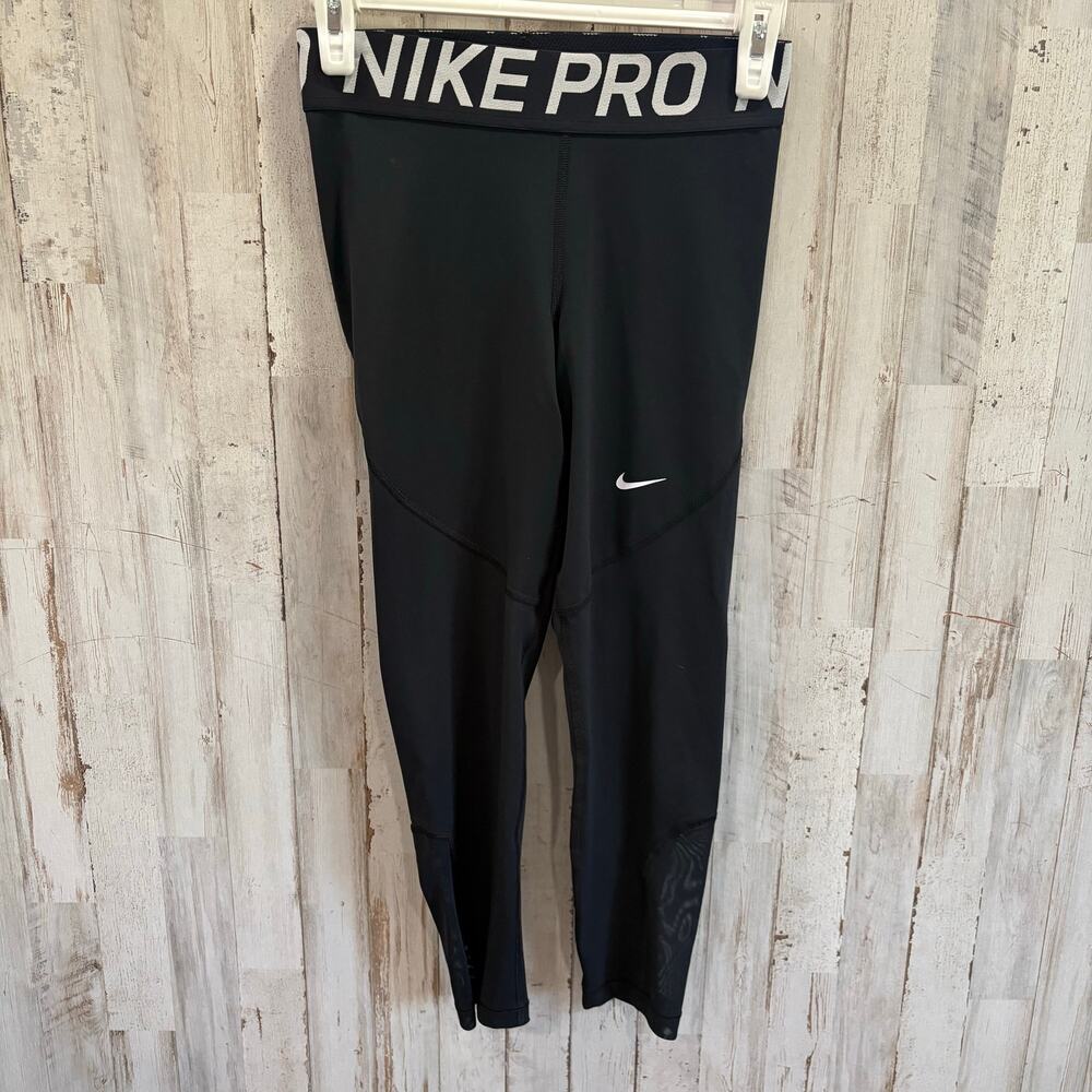 Nike‎ Pro Mesh Logo Crop Training Tights AO9972 Black/White Womens Small